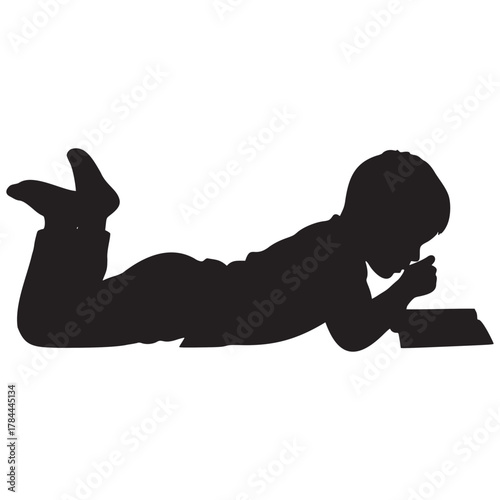 Silhouette of a child engrossed in reading a captivating book, sparking imagination and wonder, nurturing a lifelong love for learning and discovery