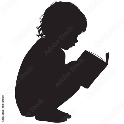 Little scholar engrossed in a captivating storybook, a silhouette of childhood wonder and the joy of reading igniting imagination and knowledge