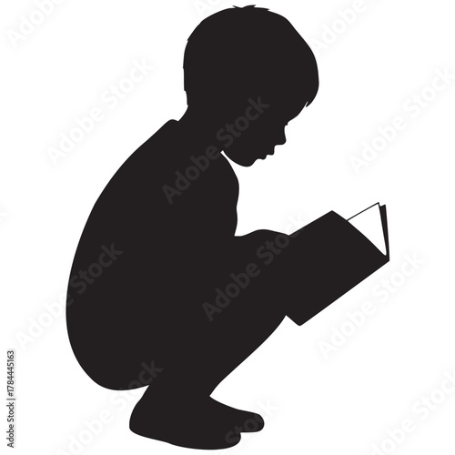 Engaging young minds with literature a child immersed in a book fostering imagination and knowledge through early reading in a vector based design