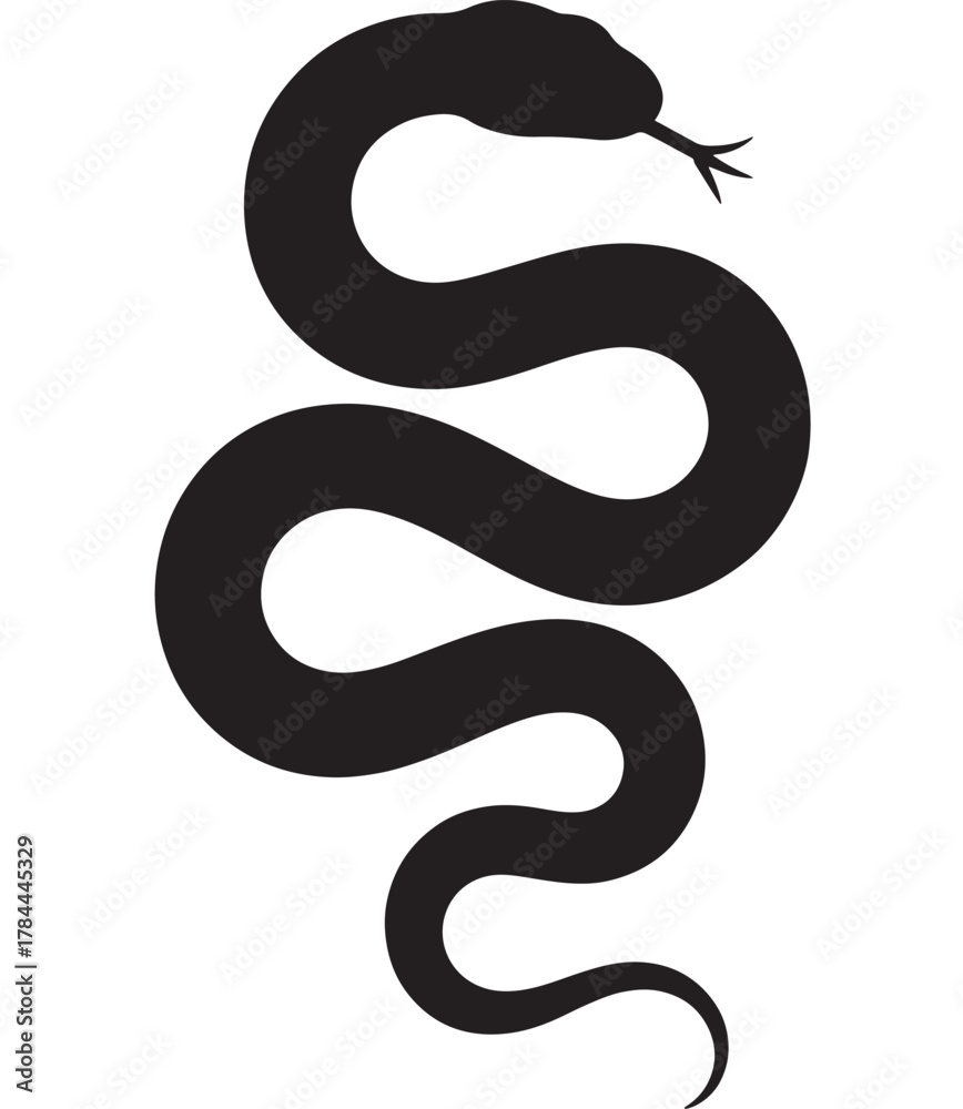 Naklejka premium Black snake silhouette vector illustration of a serpent isolated on white background