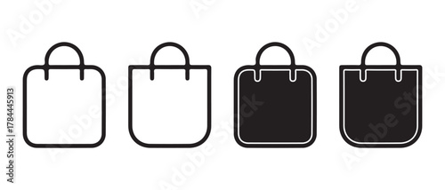 Shopping Bag Icons. Outline and Silhouette Variants for E-Commerce & Retail Design.