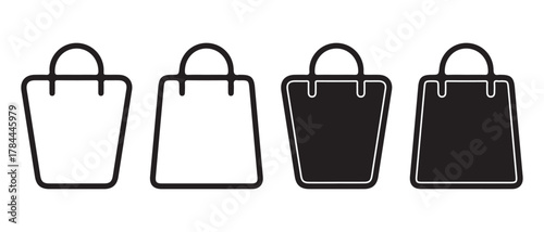 Shopping Bag Icons. Outline and Silhouette Variants for E-Commerce & Retail Design.