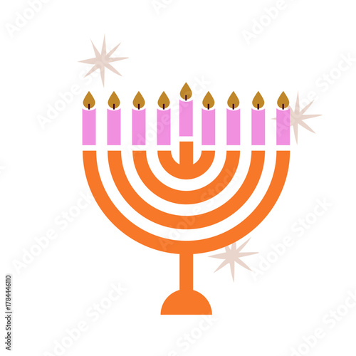 Hanukkah menora, Hanukia. simple traditional jewish Hannuka Menorah in bold modern minimalist style. Jewish holiday Hanuka