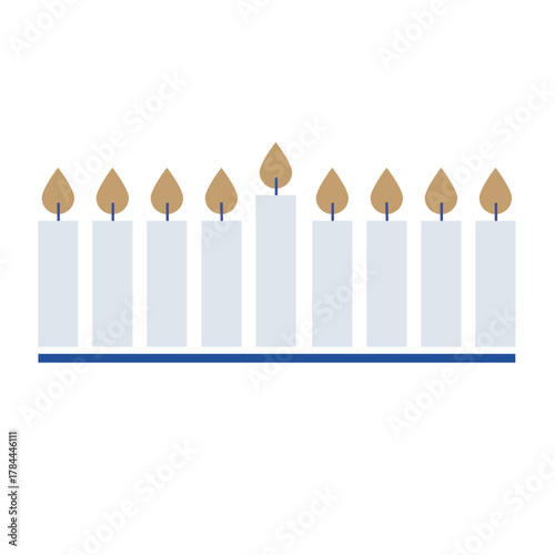 Hanukkah menora, Hanukia. simple traditional jewish Hannuka Menora in line minimalist style. eight days of hanukah miracle. Jewish holiday Hanuka