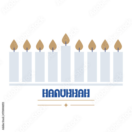 Hanukkah menora, Hanukia. simple traditional jewish Hannuka Menora in line minimalist style. eight days of hanukah miracle. Jewish holiday Hanuka