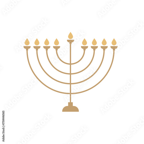 Hanukkah menorah and traditional icons in simple line minimal style. Jewish holiday chanukkah