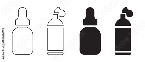 Dropper Bottle Clipart Bundle. Minimalist Icons for Stickers & Printable Labels.