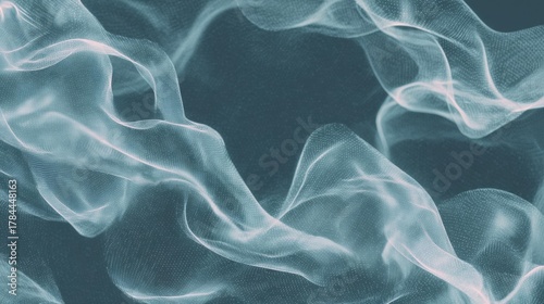 Abstract digital art piece with a dark blue background. it features a series of wavy lines that form a wave-like pattern, creating a sense of movement and depth.