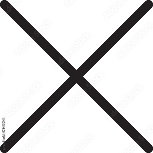 Bold black vector cross mark icon for cancel or close button interface isolated on dark background