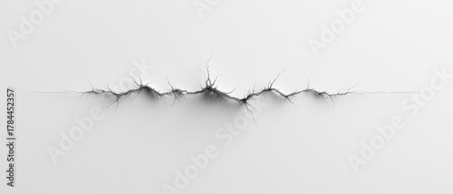 Cracked Wall Texture with Intricate Patterns and Subtle Shadows on a Clean White Background