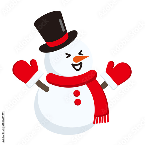 帽子をかぶった雪だるまのイラスト