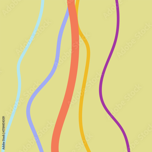 Abstract pastel waves in pink, yellow, and blue flow gracefully over a mint background. pastel lines abstract background