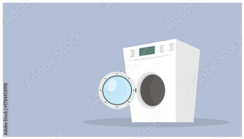 Modern front load washing machine with open door
