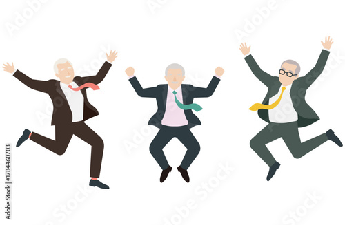 成功を祝うシニアビジネスマンたち