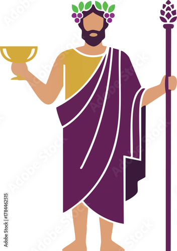 Dionysus Bacchus Logo with Grapes and Leaves for Winemakers and Bars