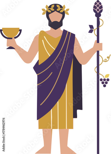 Dionysus Bacchus Logo with Grapes and Leaves for Winemakers and Bars