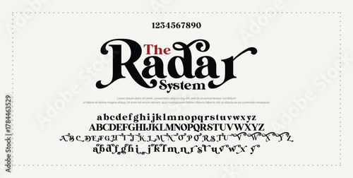 Vintage luxury wedding alphabet letters font. Typography elegant classic lettering serif fonts and number decorative logo retro with tails concept. vector illustration