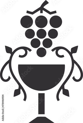 Dionysus Bacchus Logo with Grapes and Leaves for Winemakers and Bars