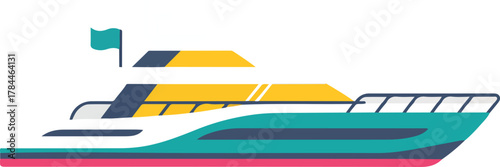 Contemporary vector building illustration showcasing geometric forms with teal, yellow, and white colors