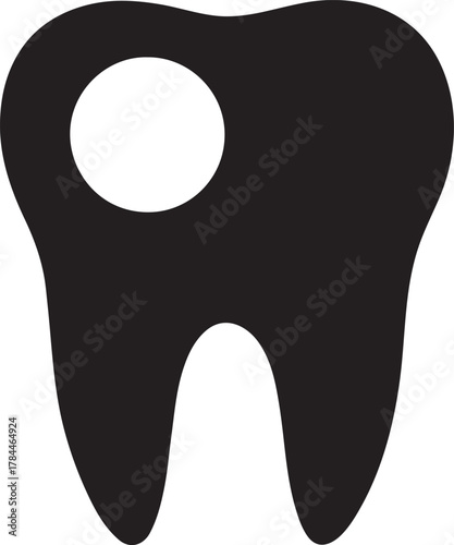 Extracted tooth silhouette with prominent roots, symbolizing dental extraction procedure.