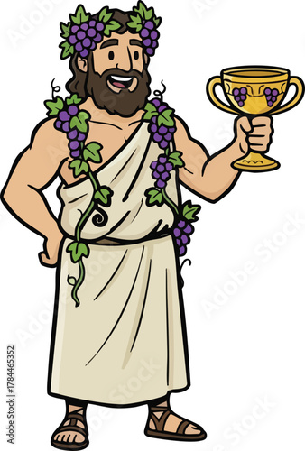 Dionysus Bacchus Logo with Grapes and Leaves for Winemakers and Bars