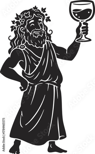 Dionysus Bacchus Logo with Grapes and Leaves for Winemakers and Bars