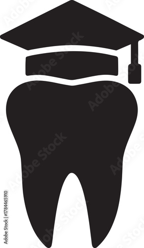 Tooth silhouette inside magnifying glass, symbolizing detailed dental examination and checkup.