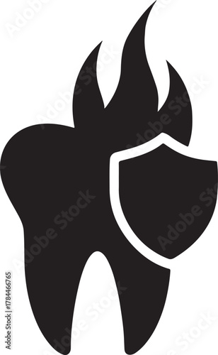 Tooth silhouette with shield overlay, symbolizing dental protection and fluoride care.