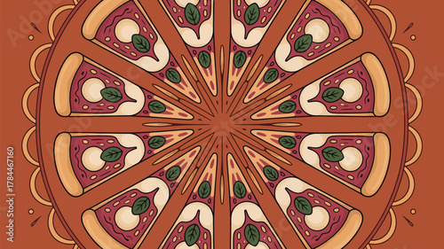 Delicious pizza slices arranged in a fun, eye-catching pattern that's perfect for restaurant ads, food blogs, or vibrant branding materials