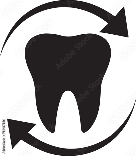 Abstract silhouette showing outlines of tooth and jawbone segment, symbolizing dental anatomy.