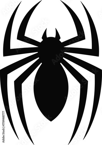 Black spider silhouette logo symbol on white background