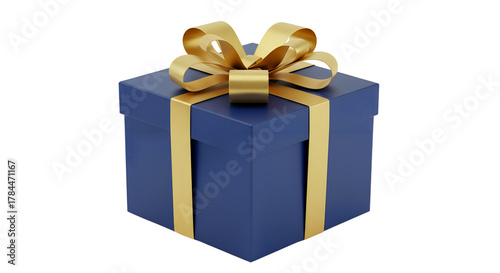 Wallpaper Mural  Luxurious Blue gift box with beautiful goldden ribbon on white background Torontodigital.ca