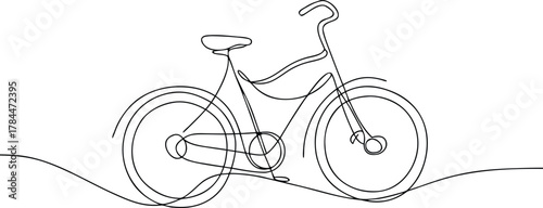 Black line art bicycle on white background bike drawing