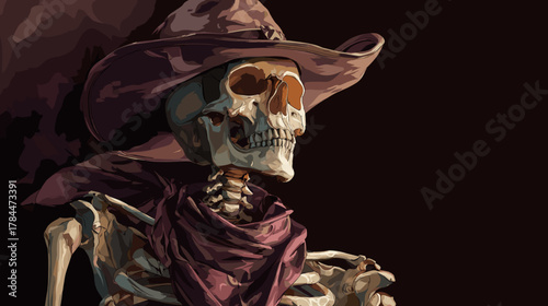 Cowboy Skeleton Vector Illustration