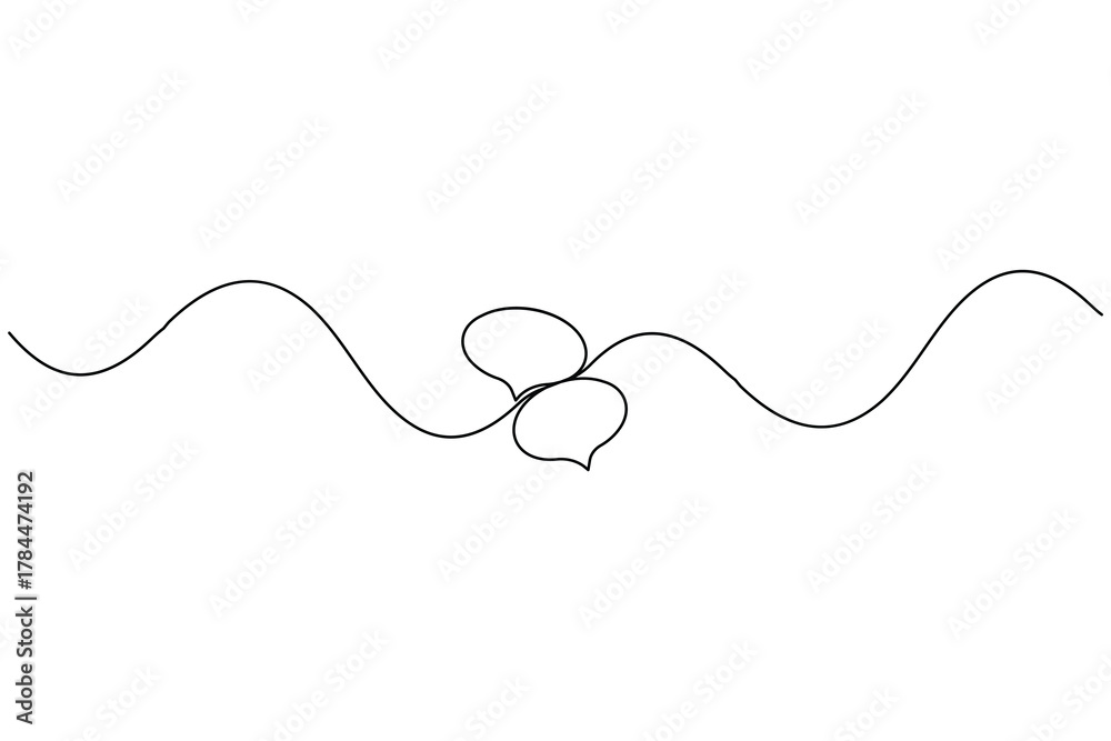 Fototapeta premium Speech bubble continuous single line art and white background
