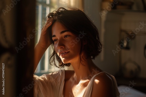 Young Woman in her Apartment doing her morning routine