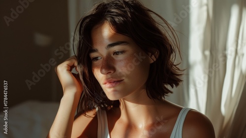 Young Woman in her Apartment doing her morning routine