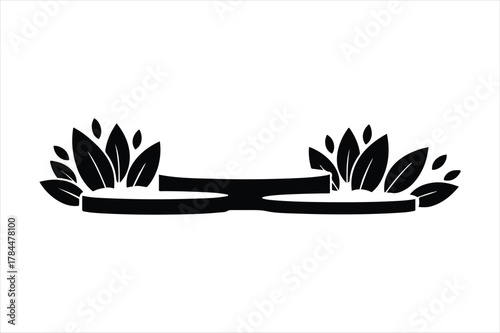 Organic product display podium with natural leaves silhouette on white background