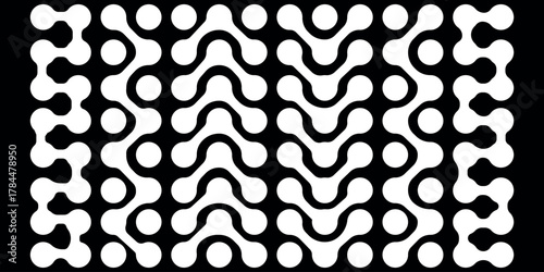 Diagonal metaball connected circles shape. Abstract nerve cell dots or computer nano net . Pattern of black metaballs isolated on white background. eps 10