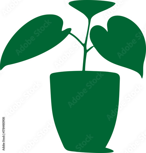 vector silhouette of a plant transparent with pot 