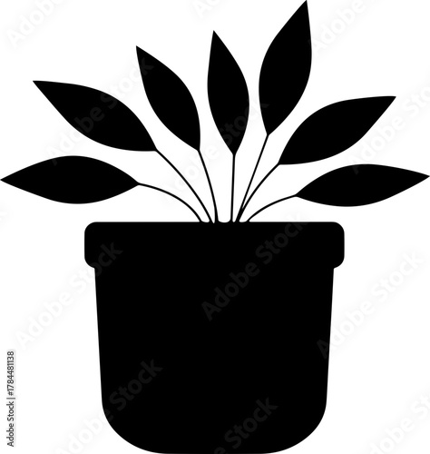vector silhouette of a plant transparent with pot 