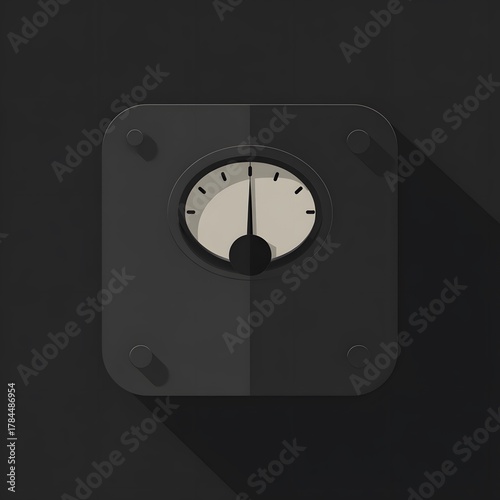 Minimalist Scale Illustration with Shadow on Dark Background