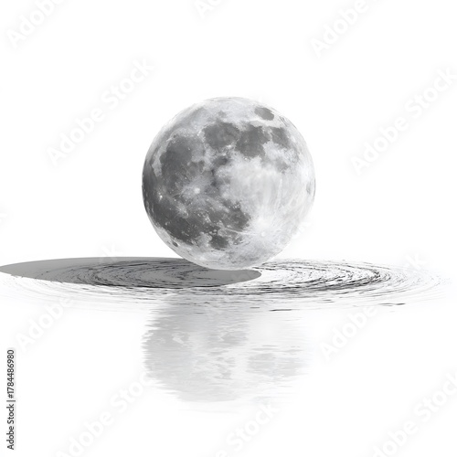 Full Moon Reflected on Still Water with Swirling Ripples