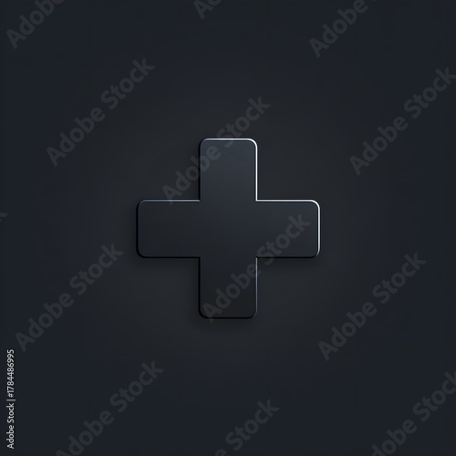 Simple Black Cross Symbol on Dark Background for Graphic Design