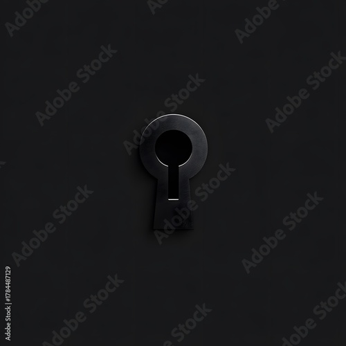 Minimalist Black Keyhole Design on Dark Background for Creative Use
