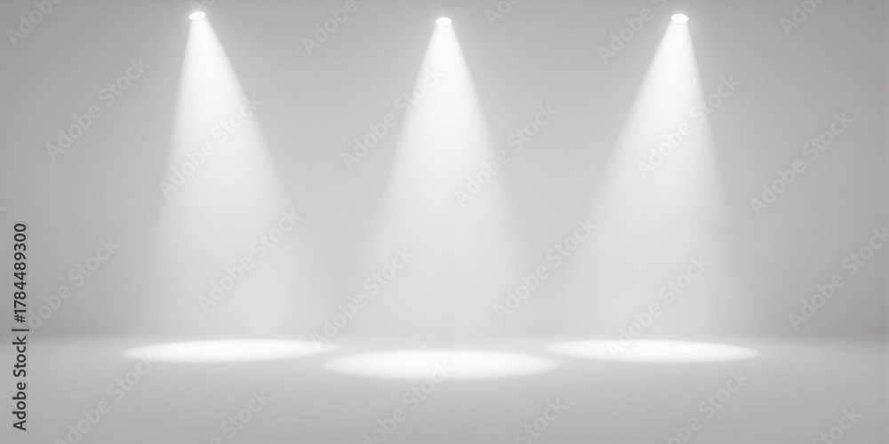 Obraz premium Spotlight Beam White Background Floor Light Ray Stage Presentation Effect Isolated Transparent Overlay Element Focused Illumination Bright Simple Clean Single