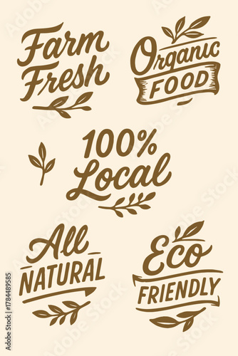 Bright rustic lettering for organic farm-fresh food branding, highlighting eco-friendly local produce, natural wholesome ingredients, and sustainable community-centered design.