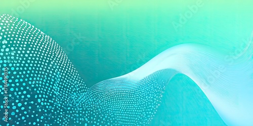 Fototapeta Naklejka Na Ścianę i Meble -  Abstract teal and light aqua background with dotted wave