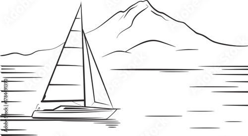 Sailboat on water near mountains ocean