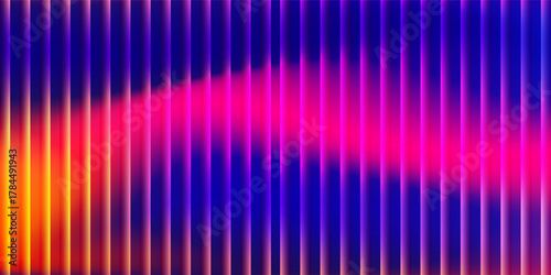 Abstract ribbed fractal glass texture effect with bright smooth fluted vertical lines of colorful gradient. Bold and dynamic design blending bright colors and geometry for modern visual art project